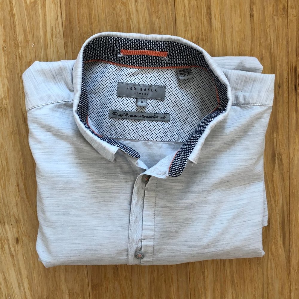 TED BAKER Casual Orange Senne Geo Gray Shirt